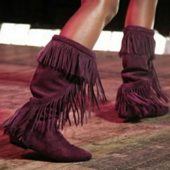 SAM EDELMAN BOHO BOOTS 100% LEATHER SUEDE TALL FRINGE BOOTS MOCCASIN FLAT BOOT 9 - Picture 9 of 16